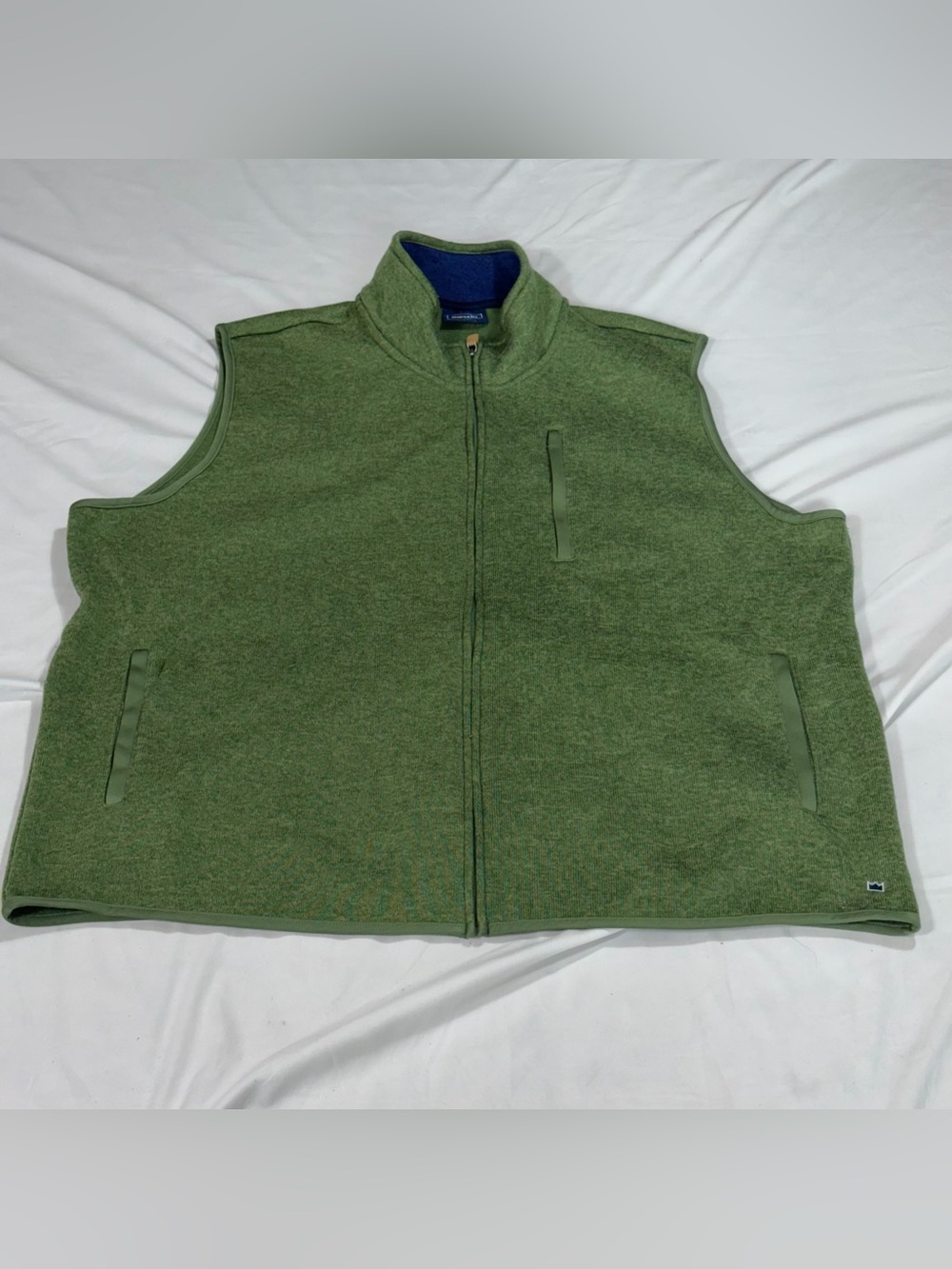 Crown & Ivy Mens 2XL Green Fleece Vest Full Zip Pockets Outdoor Preppy B28
